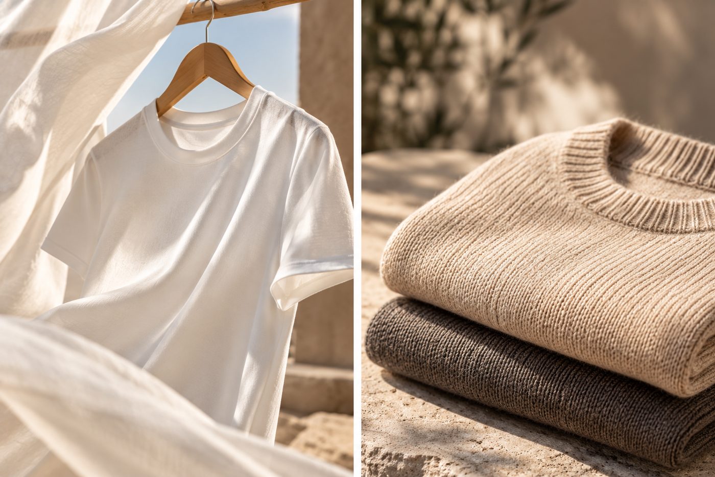 Finished cotton tee and knit sweaters / Remera y sweaters terminados